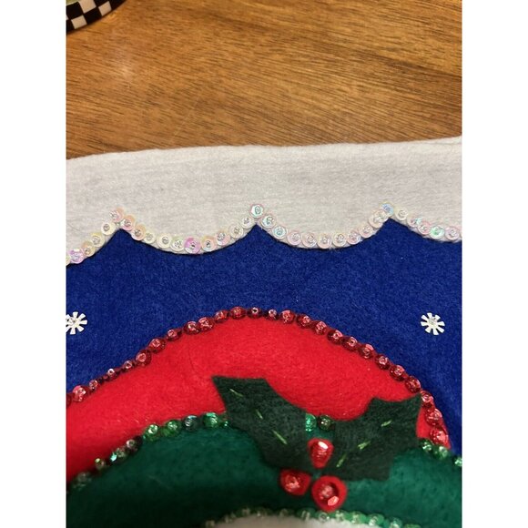 Design Works Crafts Felt Christmas Stocking Handcrafted "Snowman and Tree" 16" - Picture 6 of 10